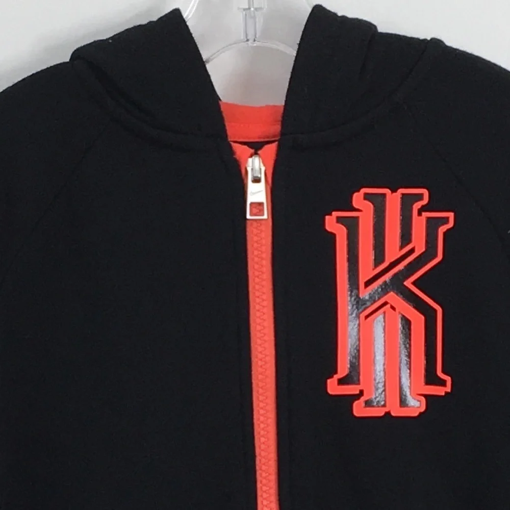Nike Kyrie Irving Neon Orange and Black Zipper Front Hoodie Size 4 EXCELLENT